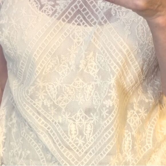 Ralph Lauren Boho Cottagecore Lace Sheer Overlay Cami 2 Piece Boxy blouse M - Picture 5 of 12